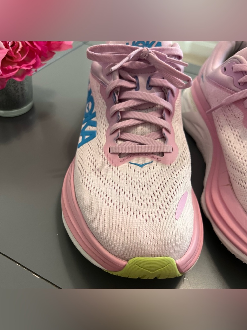 HOKA One One Pink Bondi 8 Running Sneakers - Picture 4 of 11